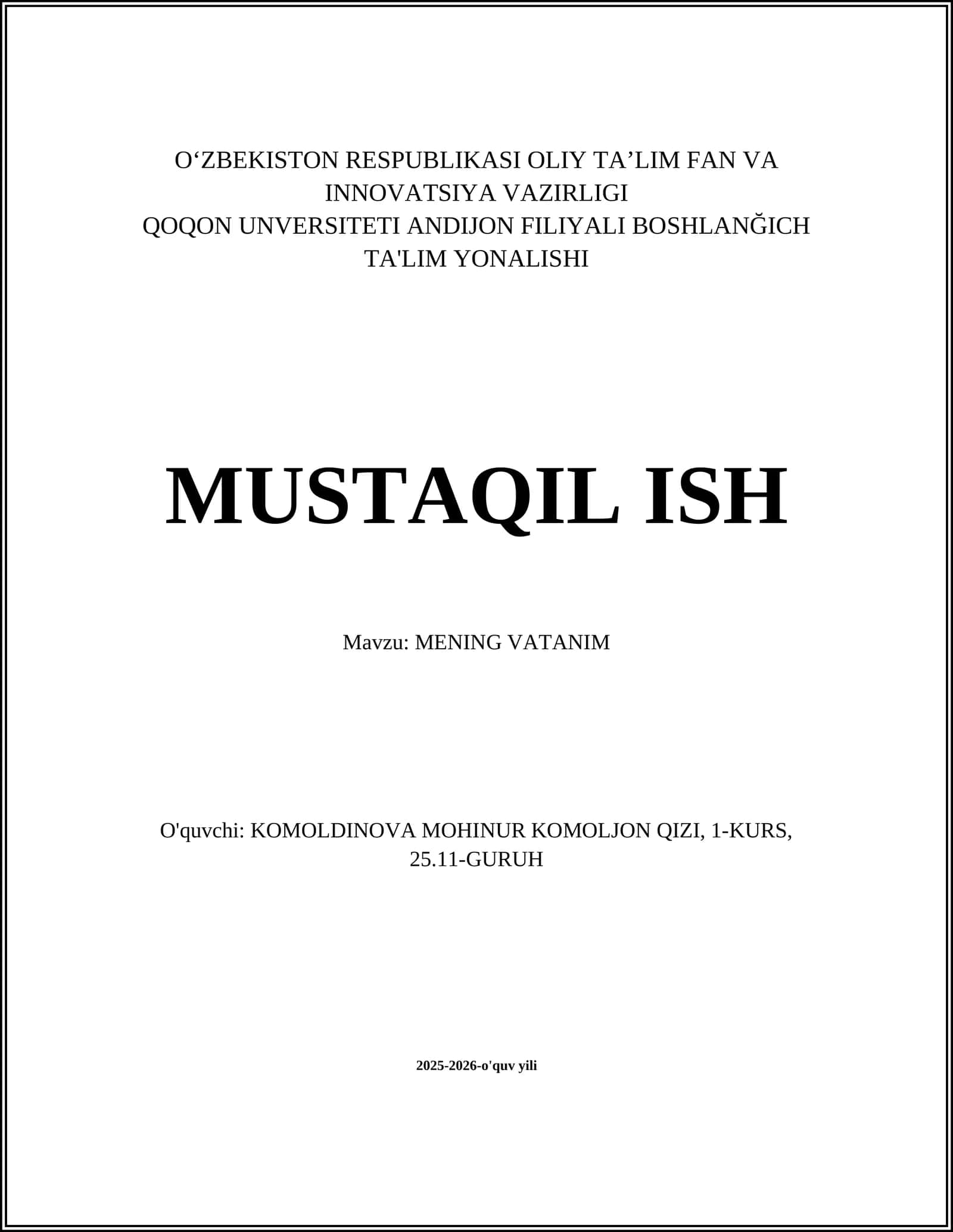 MENING VATANIM 1