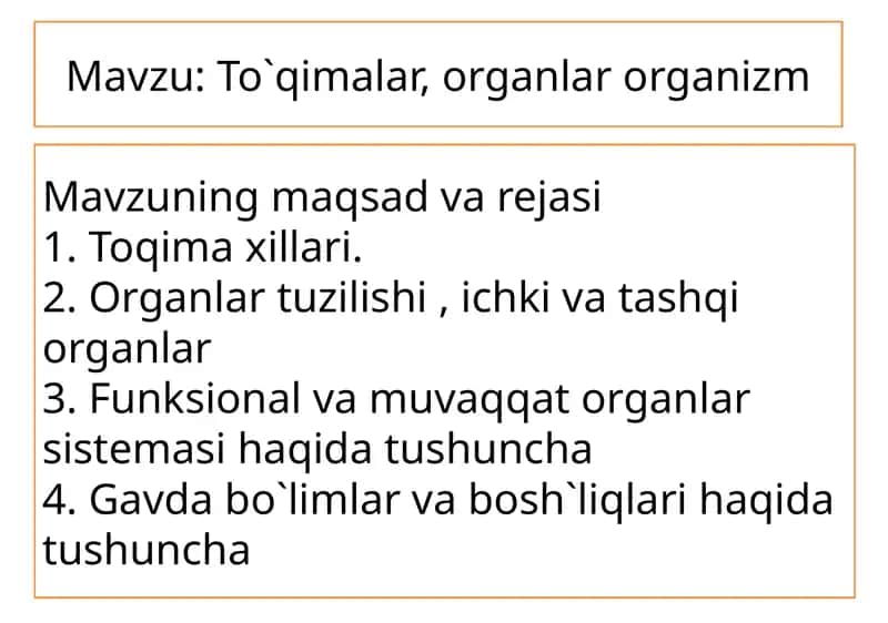 To`qimalar, organlar organizm 1
