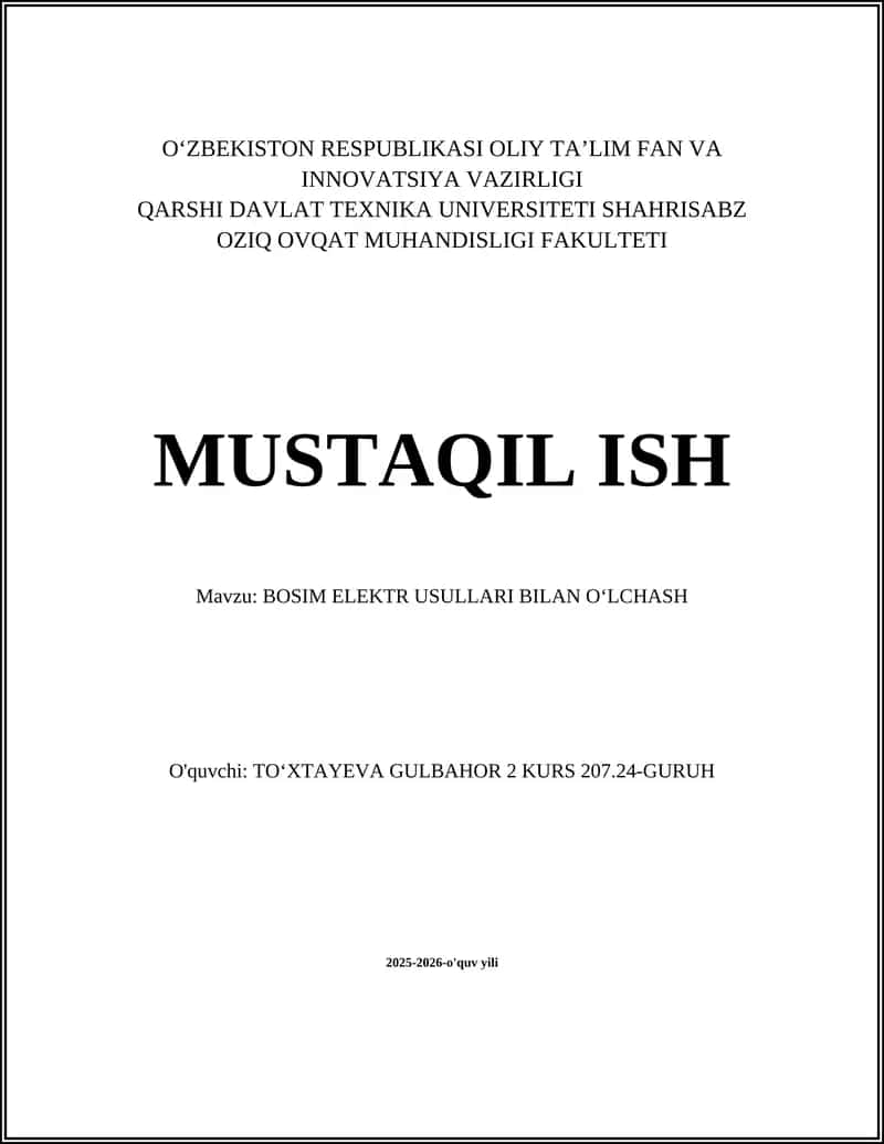 Bosim elektr usullari bilan o'lchash 1