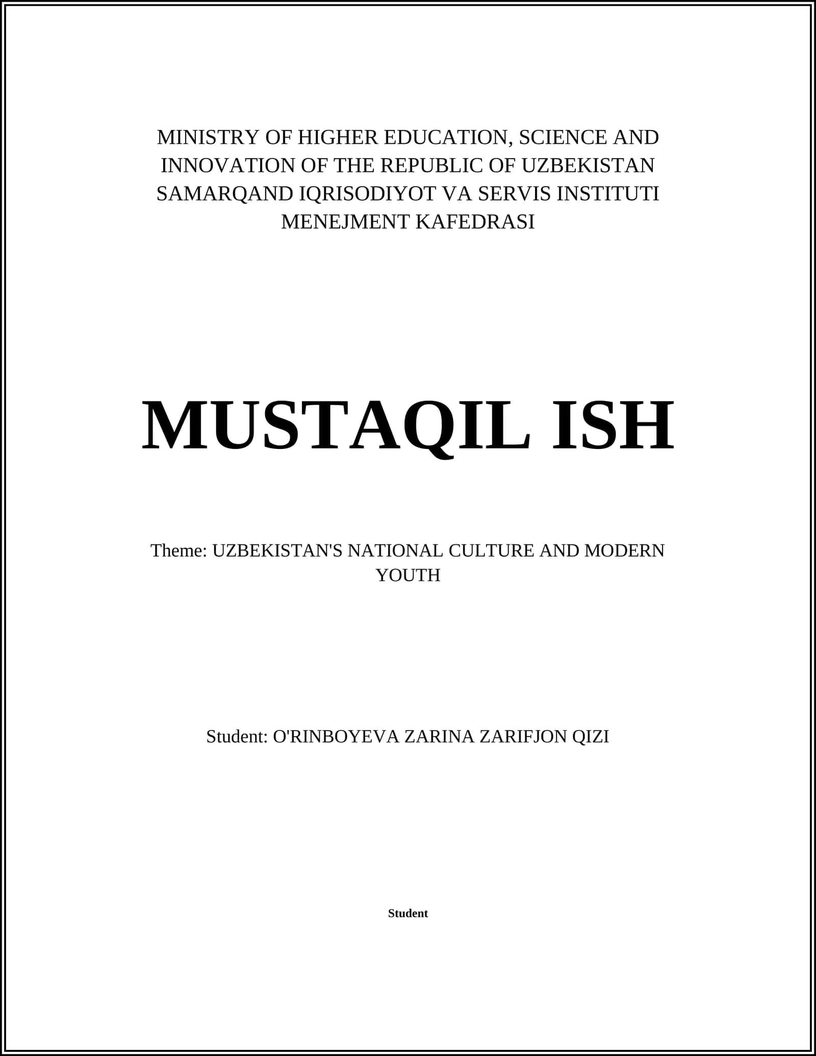 Traditional Uzbek Music and Its Influence on Modern Youth 1