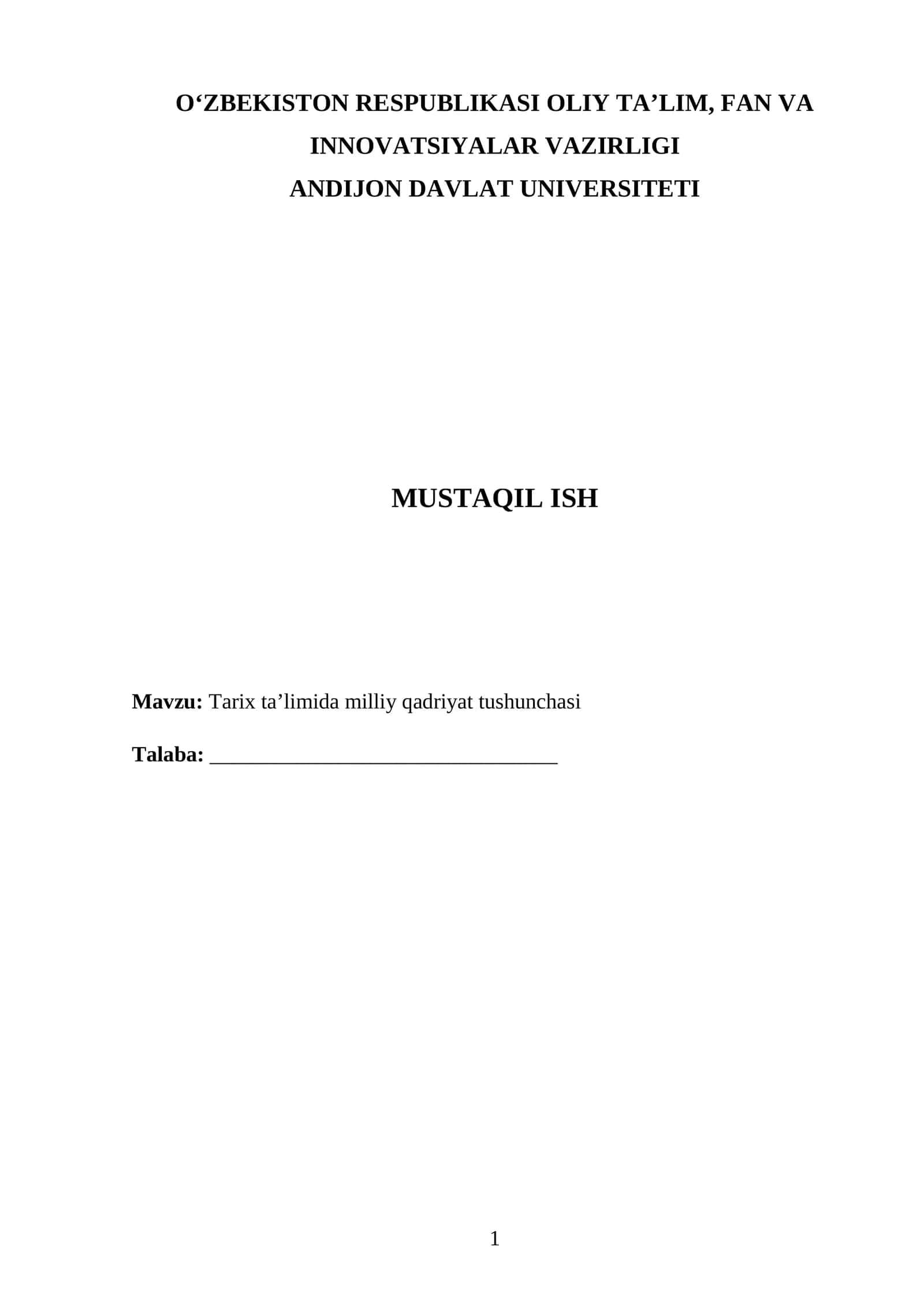 Tarix ta’limida milliy qadriyat tushunchasi 1