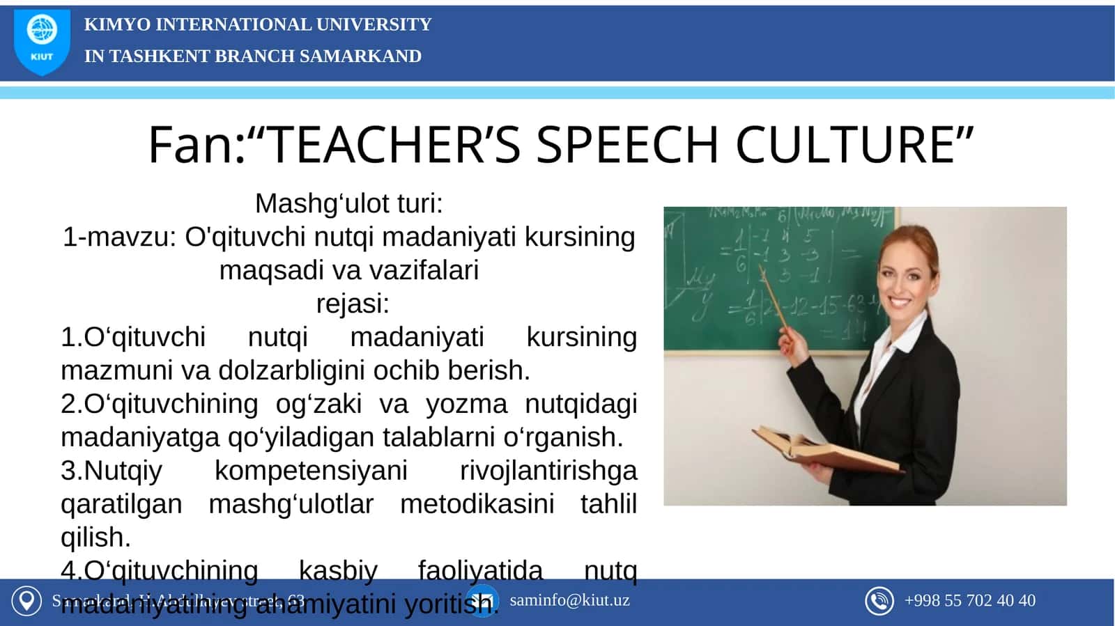 O'qituvchi Nutqi Madaniyati Kursi 1