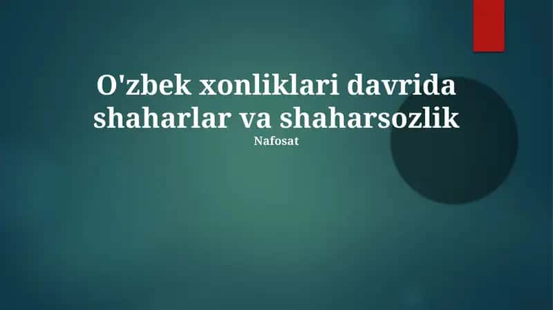 Shaharlar va Shaharsozlik 1