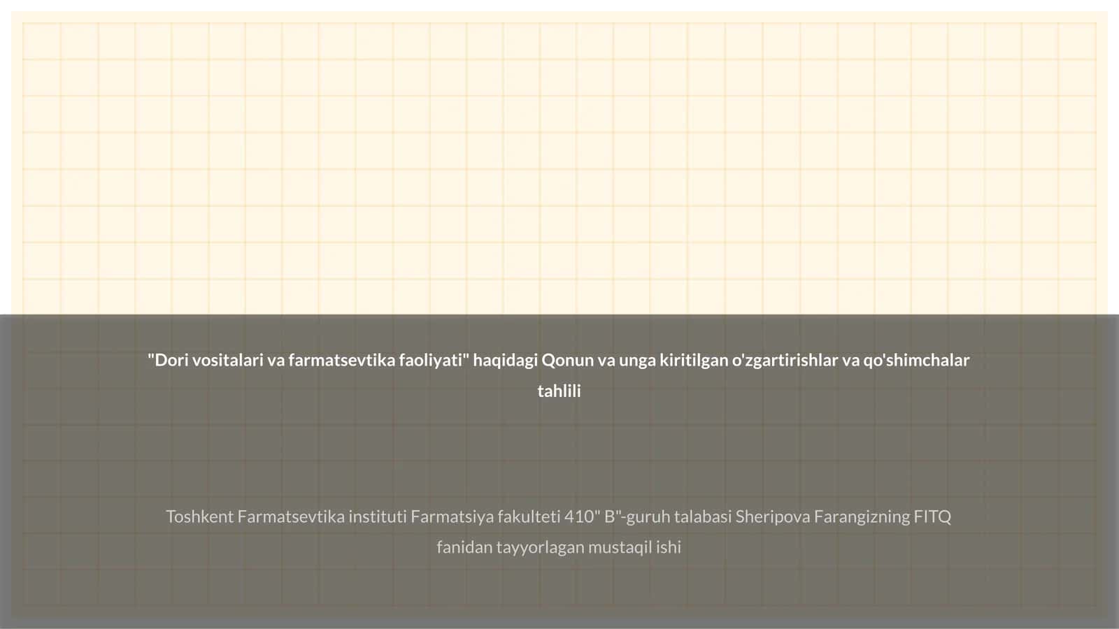 Dori vositalari va farmatsevtika faoliyati haqida qonun va unga kiritilgan o'zgartirishlar va qo'shimchalar tahlili 1