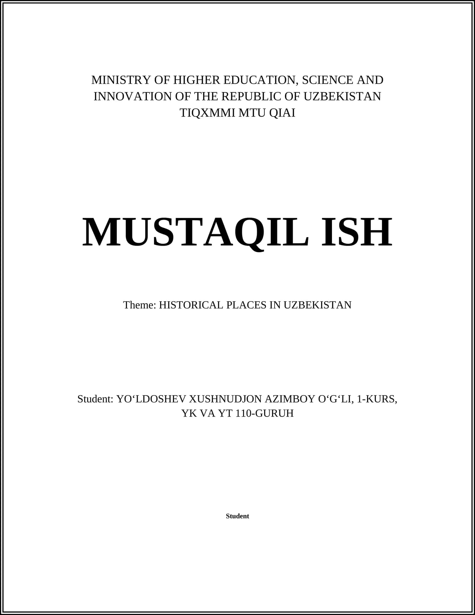 HISTORICAL PLACES IN UZBEKISTAN 1