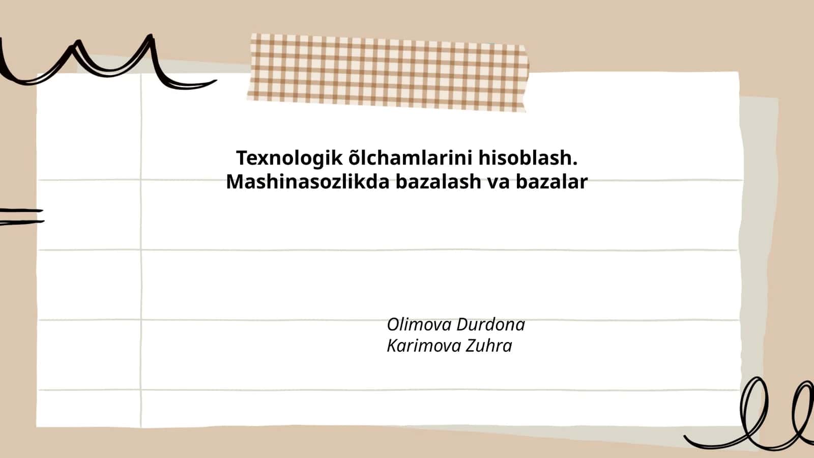 Texnologik õlchamlarini hisoblash 1