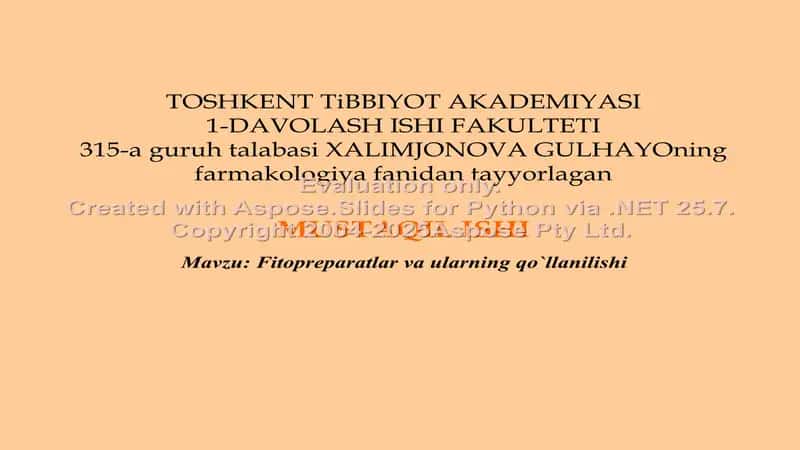 Fitopreparatlar va ularning qo`llanilishi 1