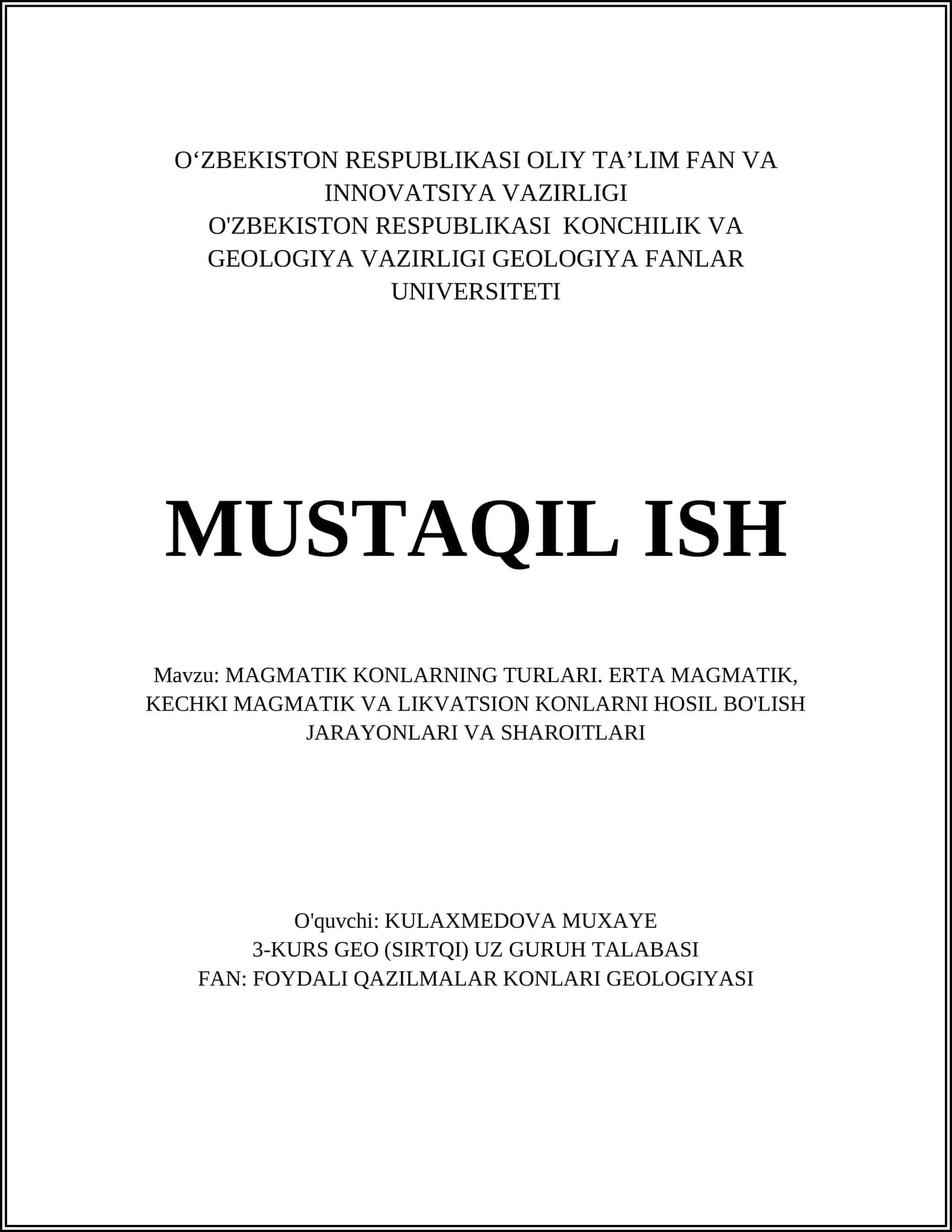MAGMATIK KONLARNING TURLARI 1