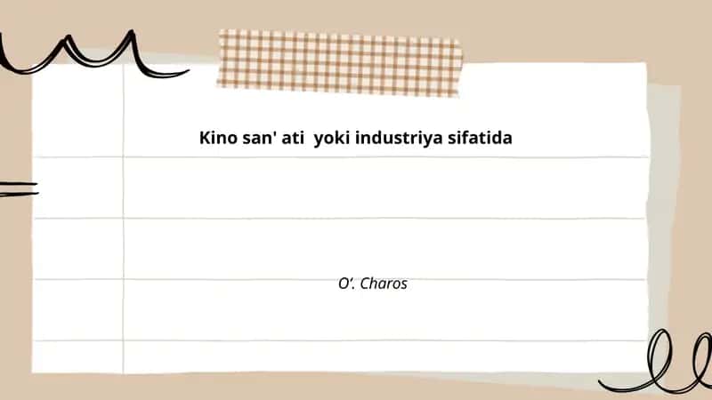Kino san'ati yoki industriya sifatida 1