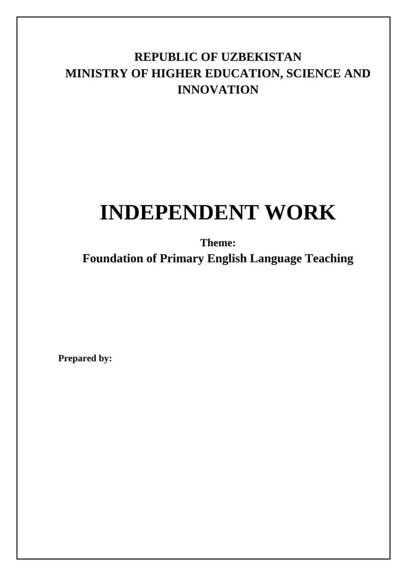 Introduction to Primary English Language Teaching 1