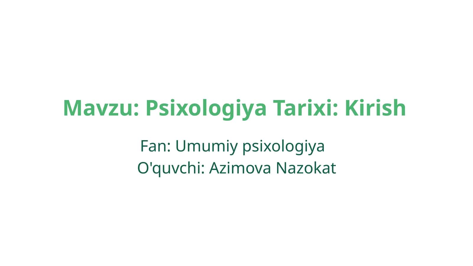 Psixologiya Tarixi: Kirish 1