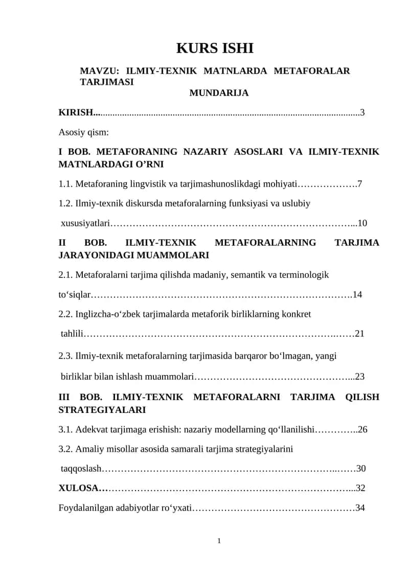 ILMIY-TEXNIK MATNLARDA METAFORALAR TARJIMASI 1