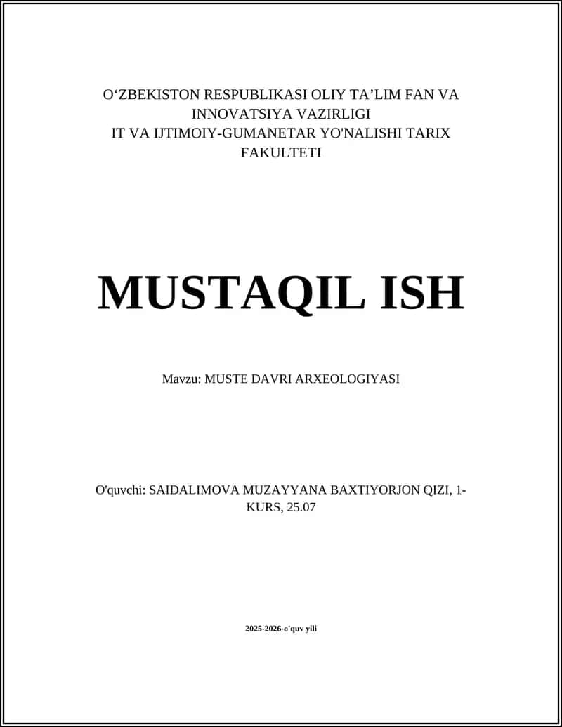 MUSTE DAVRI ARXEOLOGIYASI 1