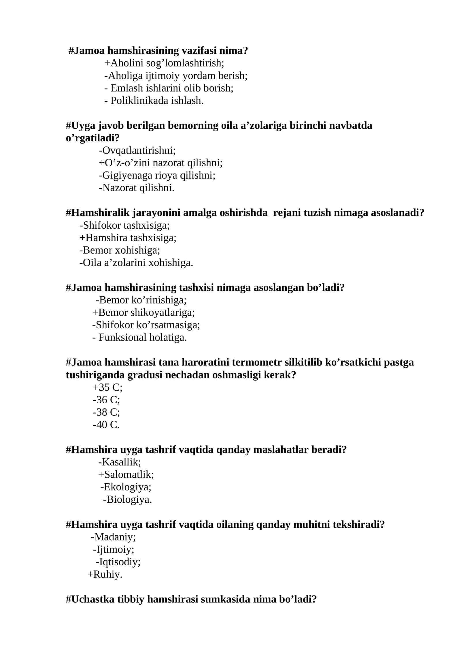 Jamoa hamshirasining vazifasi 1