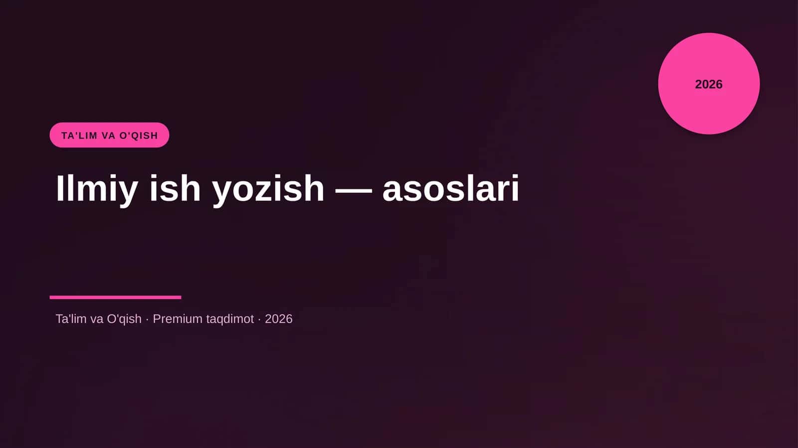 Ilmiy ish yozish — asoslari 1