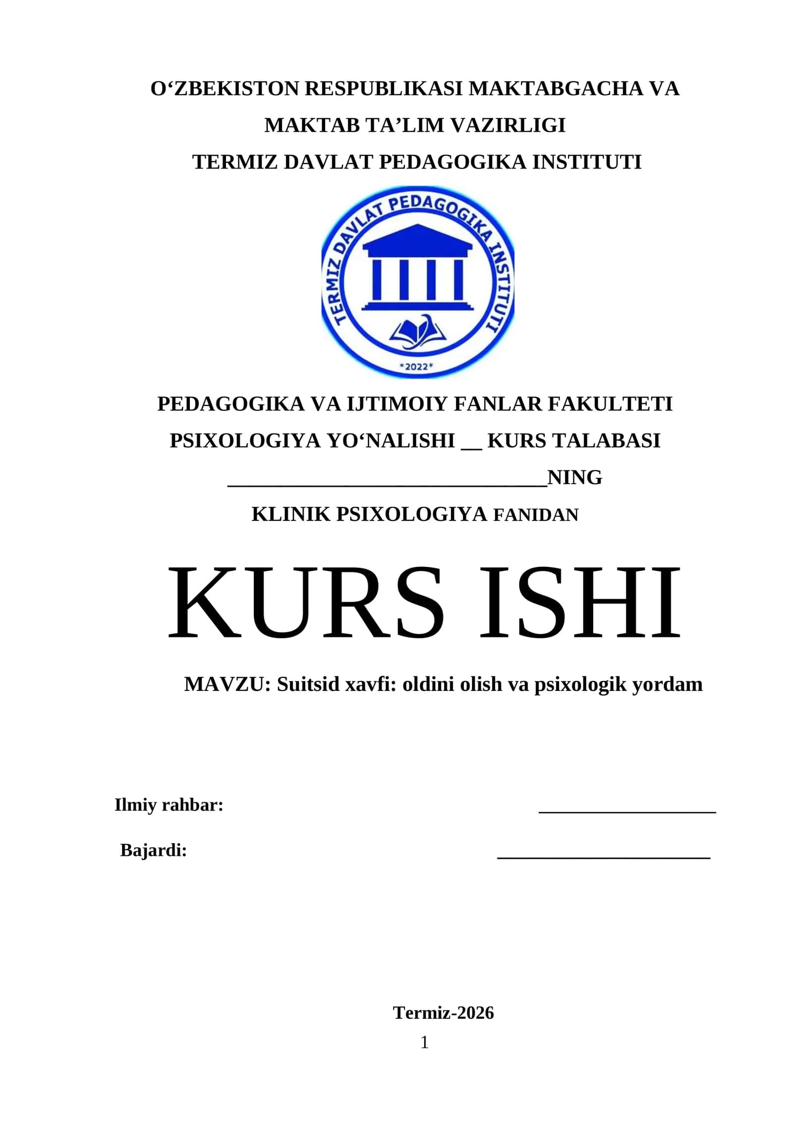 Suitsid xavfi: oldini olish va psixologik yordam 1