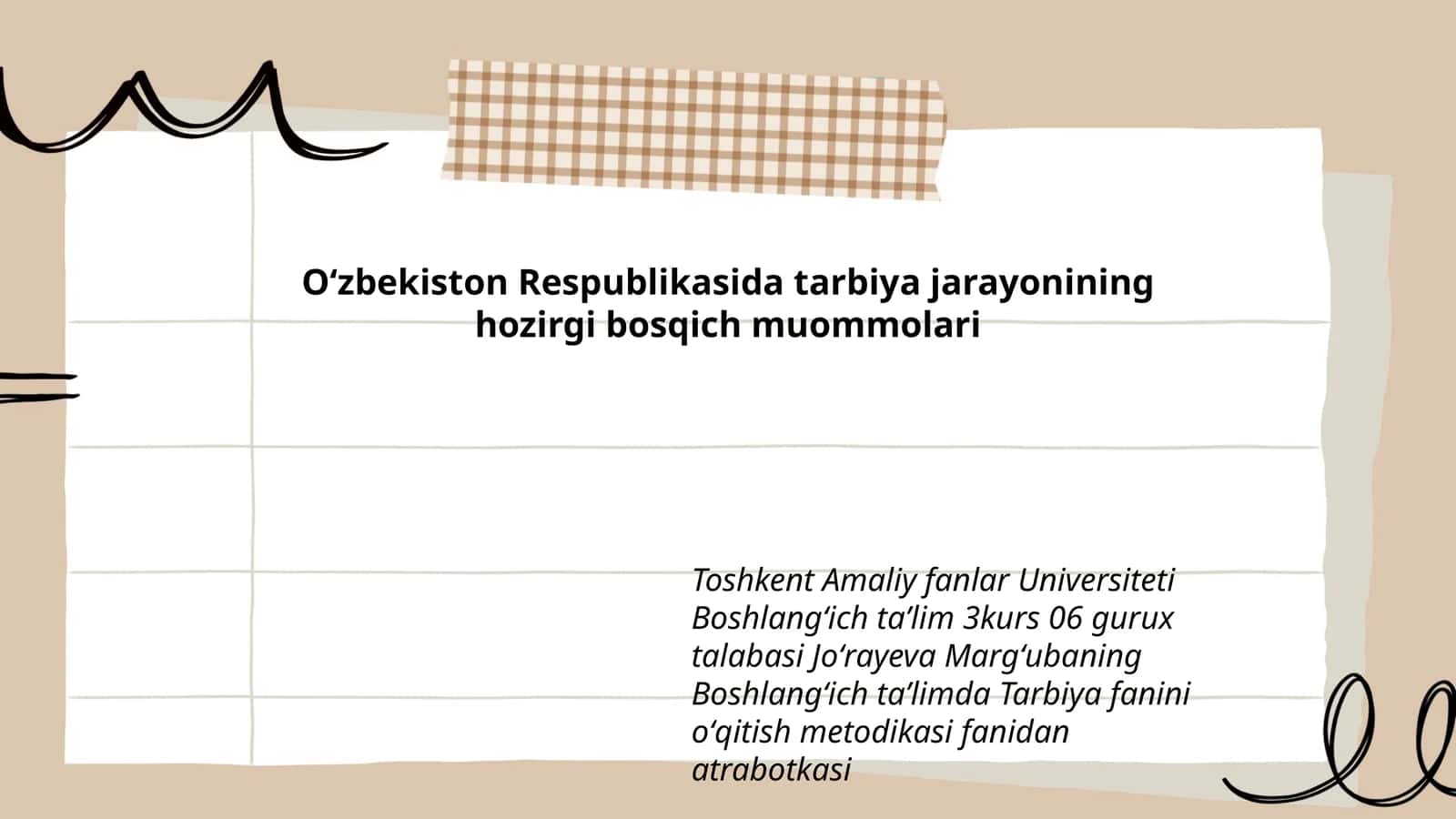 Tarbiya fanini oʻqitish metodikasi 1