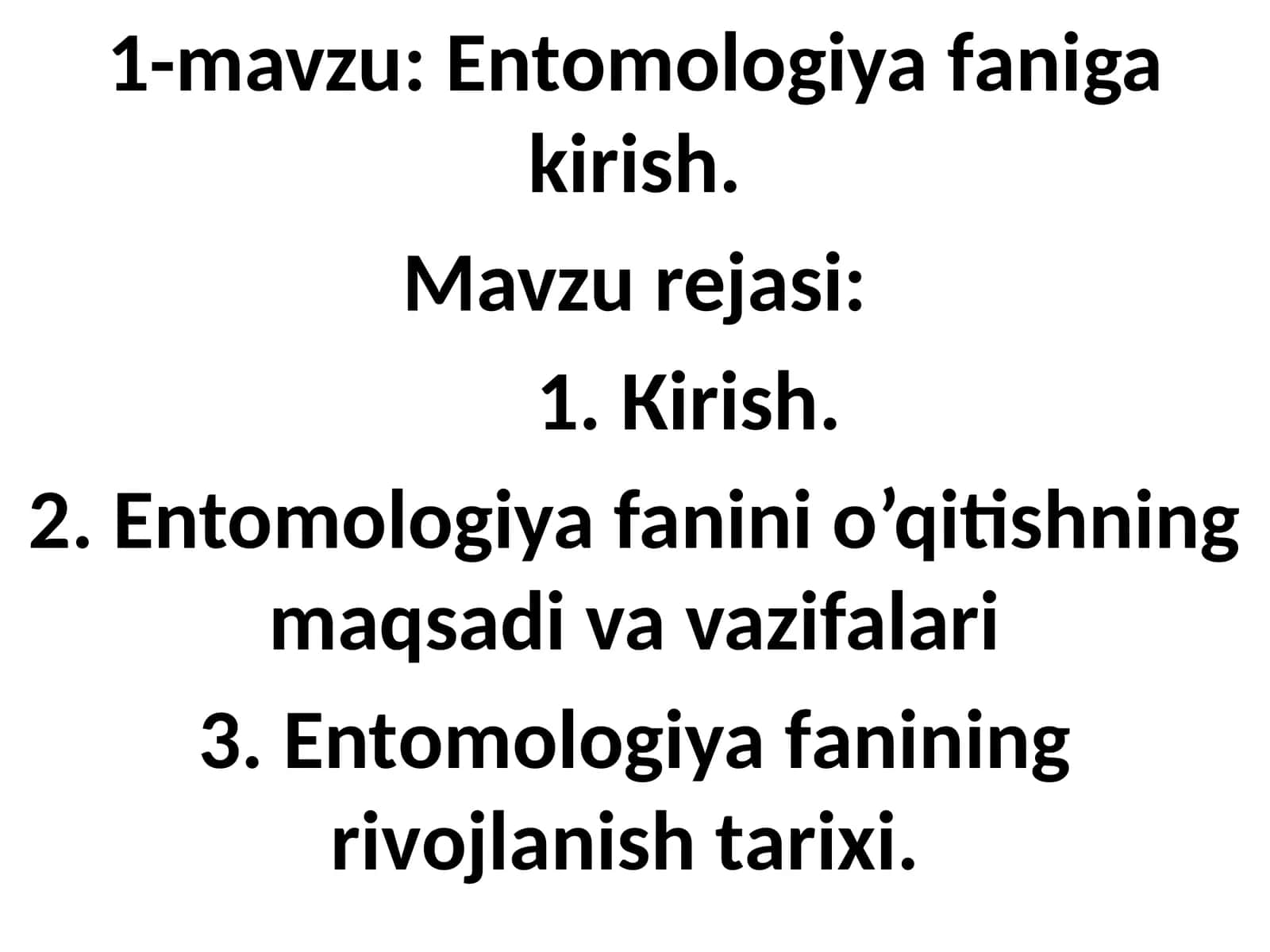 Entomologiya faniga kirish 1