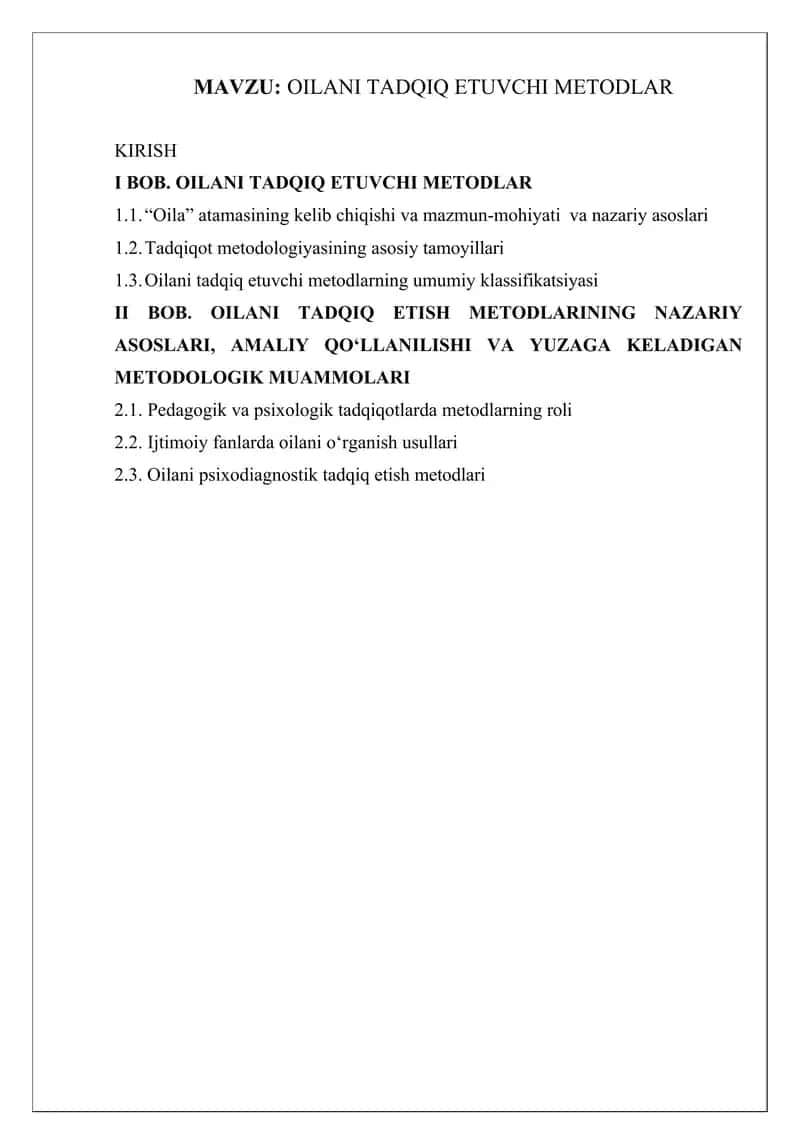 Oilani Tadqiq Etuvchi Metodlar 1