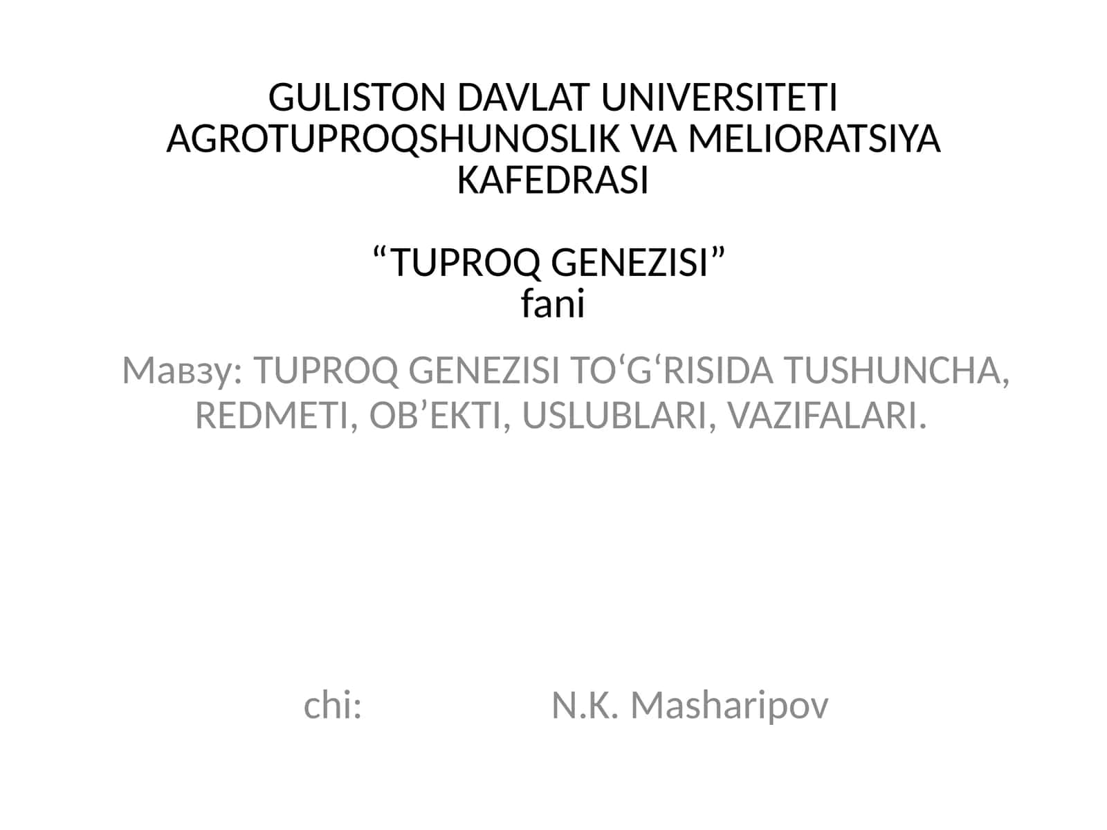 TUPROQ GENEZISI 1