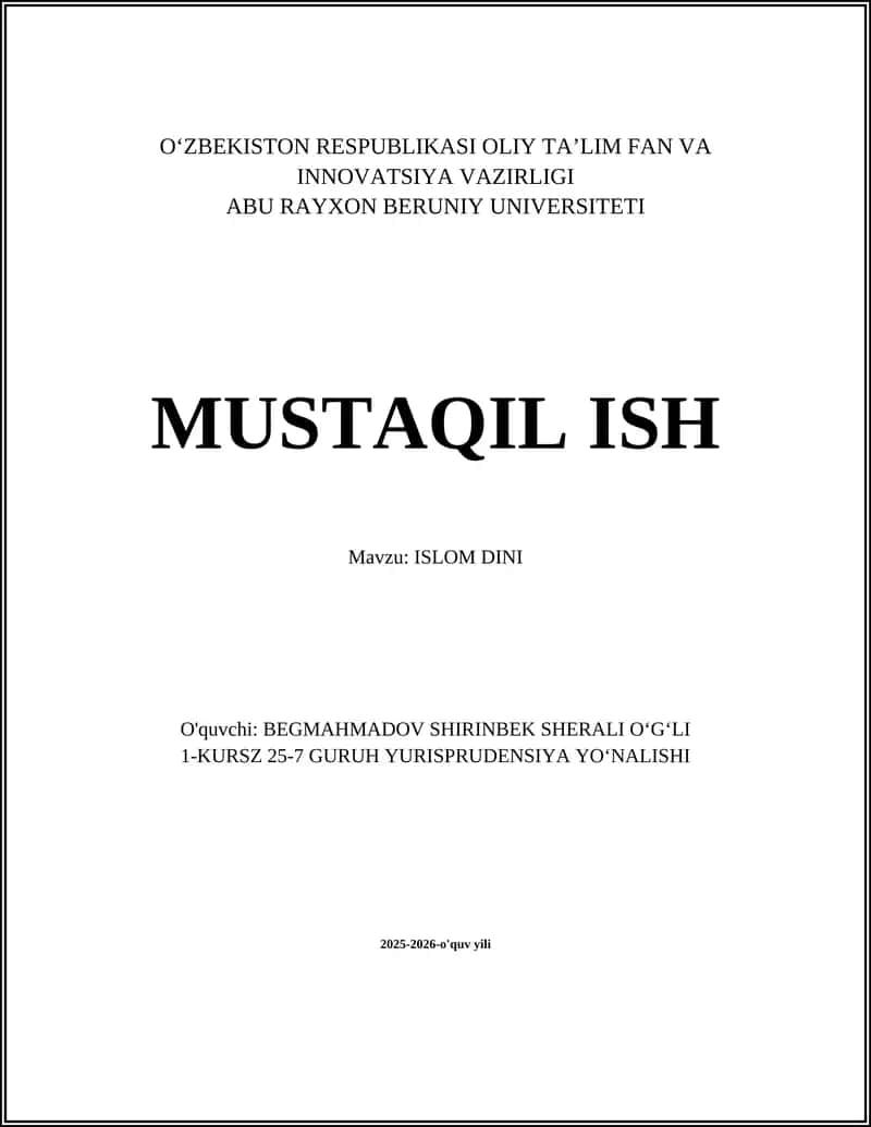 Islom Dini 1