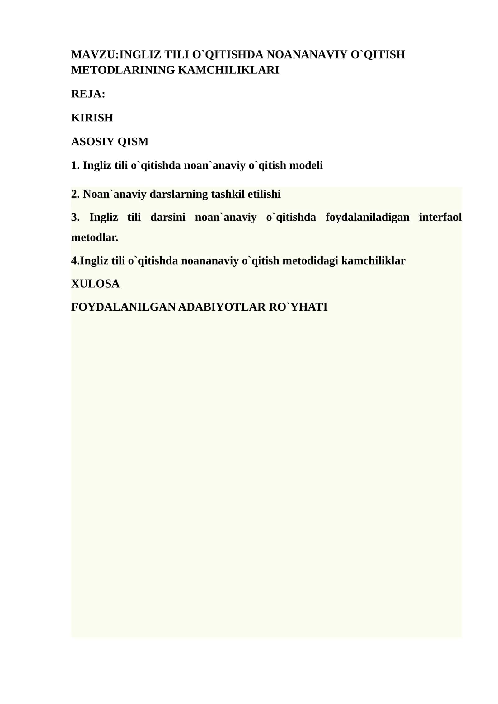 INGLIZ TILI O`QITISHDA NOANANAVIY O`QITISH METODLARINING KAMCHILIKLARI 1