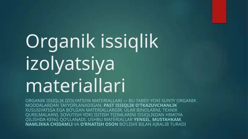 Organikissiqlik izolyatsiya materiallari 1