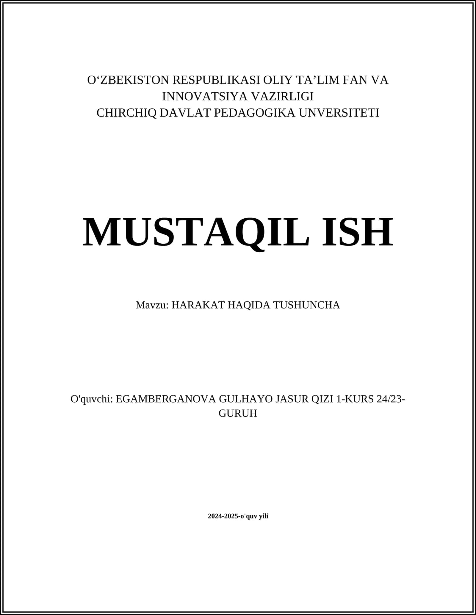 HARAKAT HAQIDA TUSHUNCHA 1