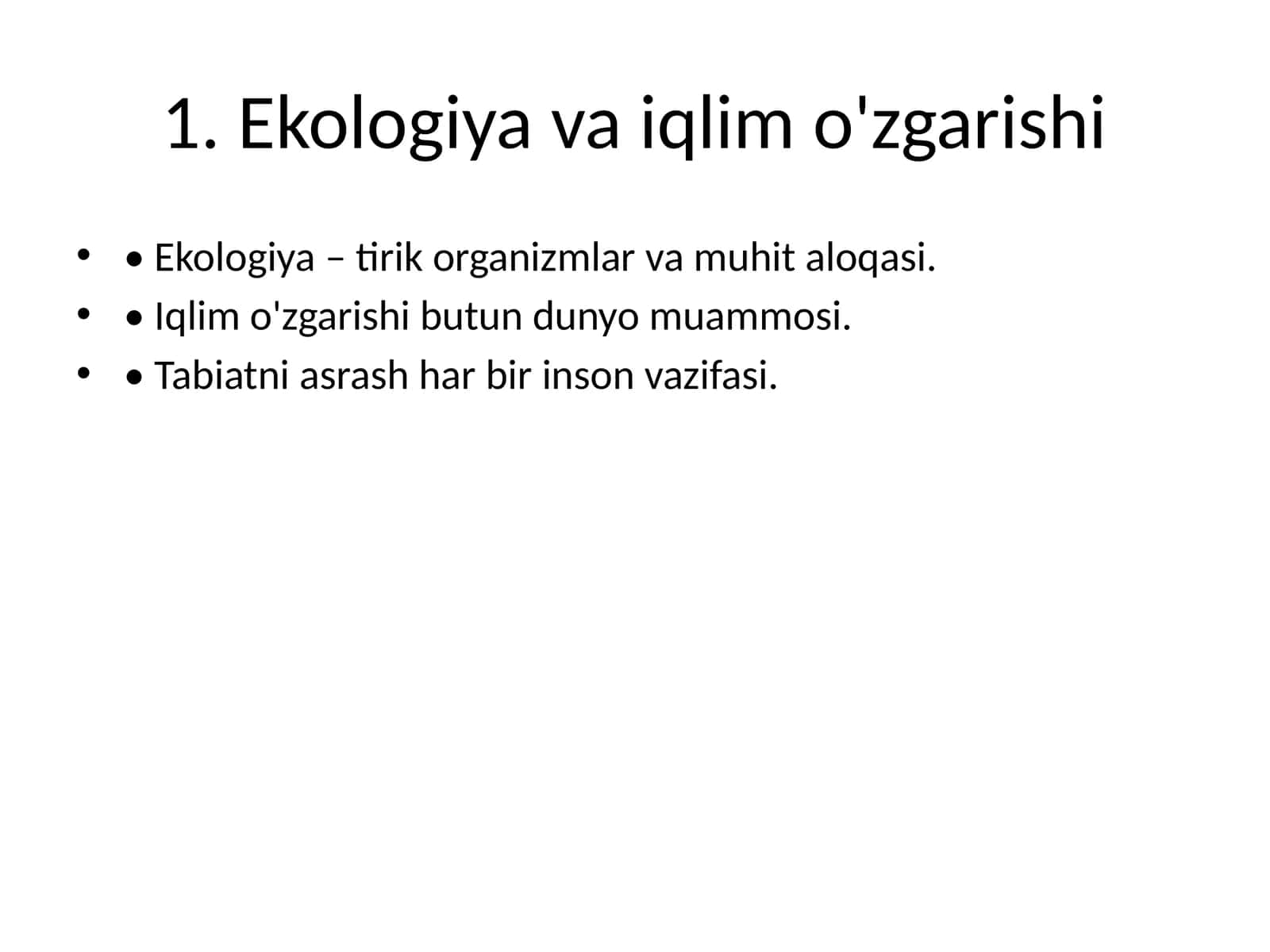 Ekologiya va iqlim o'zgarishi 1