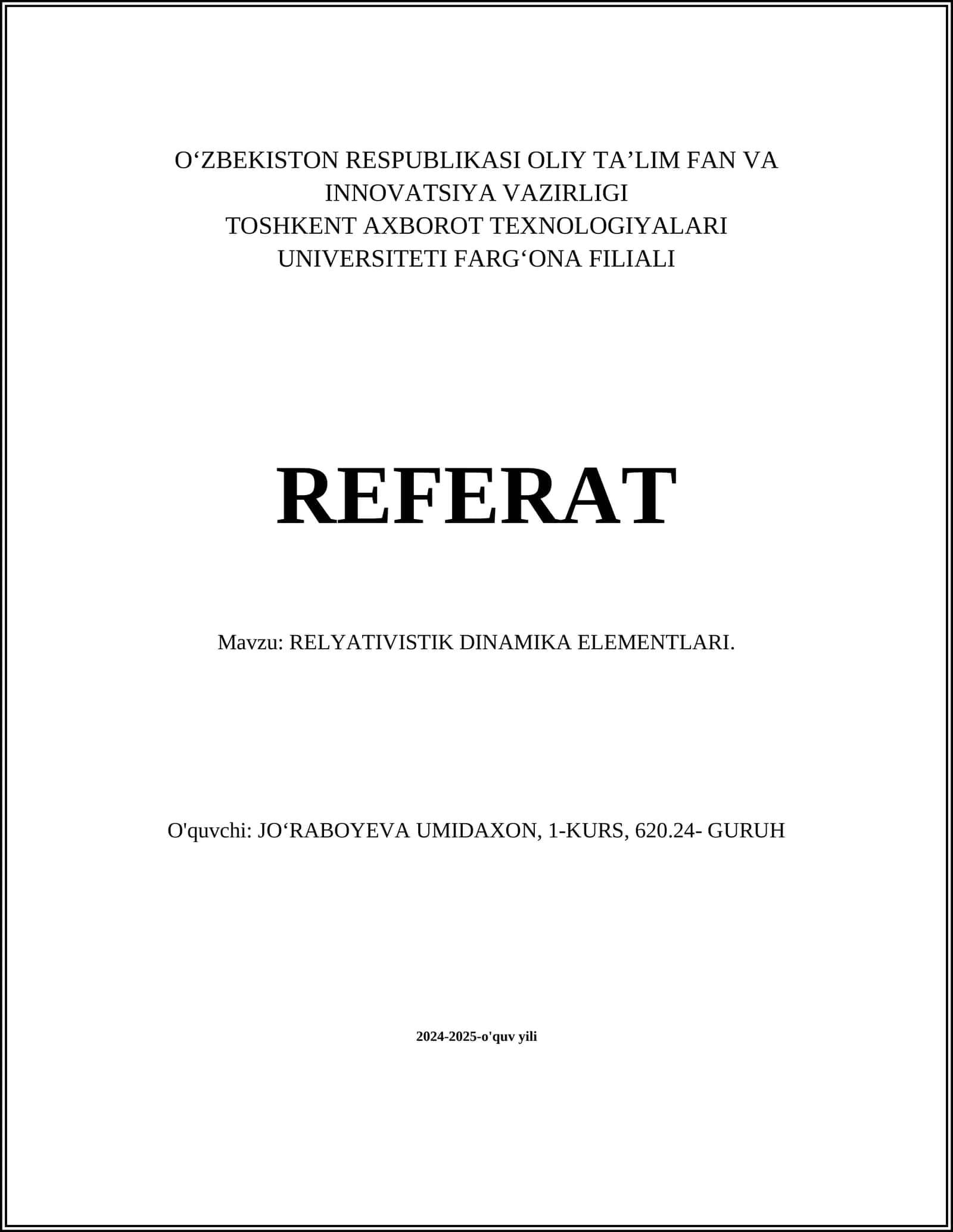RELYATIVISTIK DINAMIKA ELEMENTLARI 1