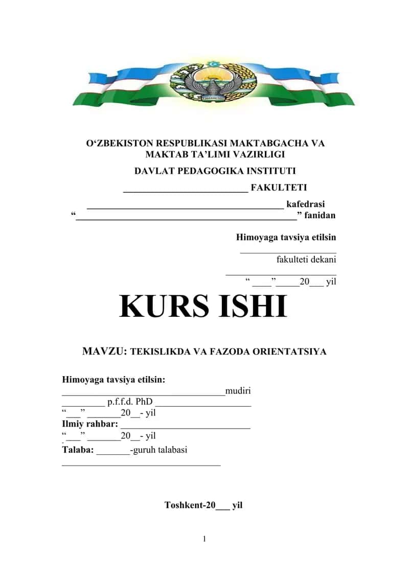 TEKISLIKDA VA FAZODA ORIENTATSIYA 1