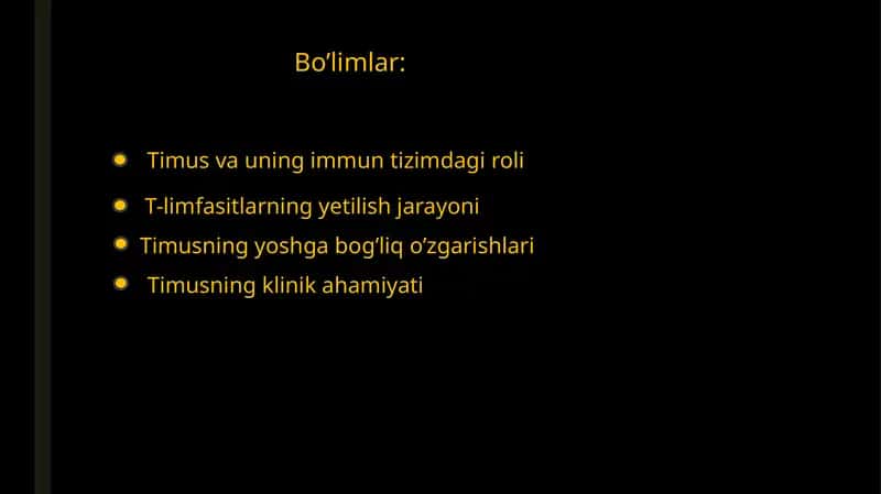 Timusdagi t-limfositlarning yetilish jarayoni 1