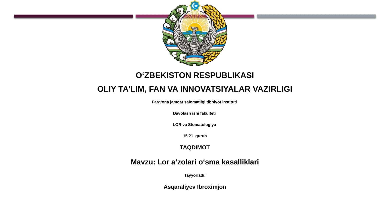 Lor aʼzolari oʻsma kasalliklari 1