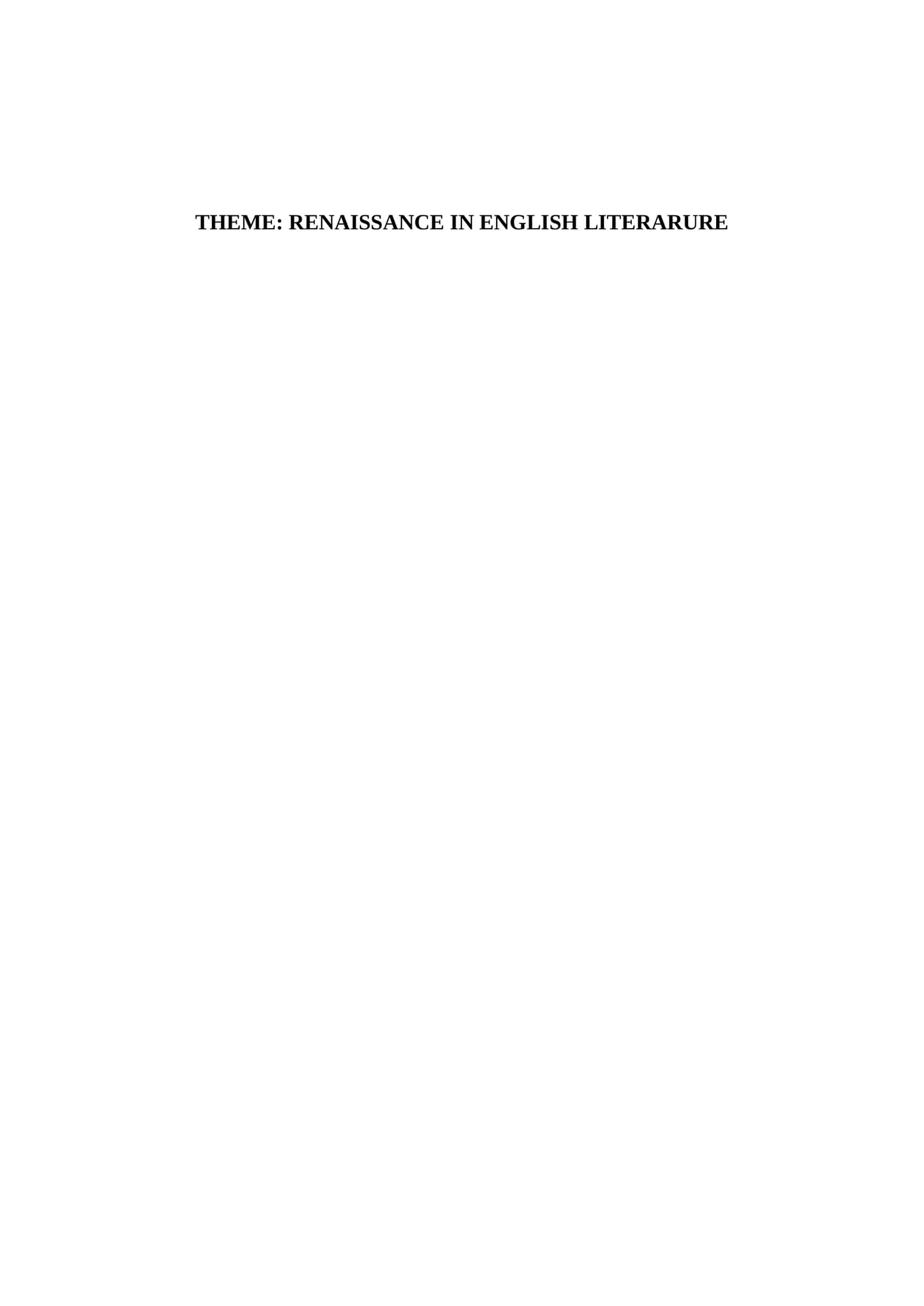 RENAISSANCE IN ENGLISH LITERARURE 1