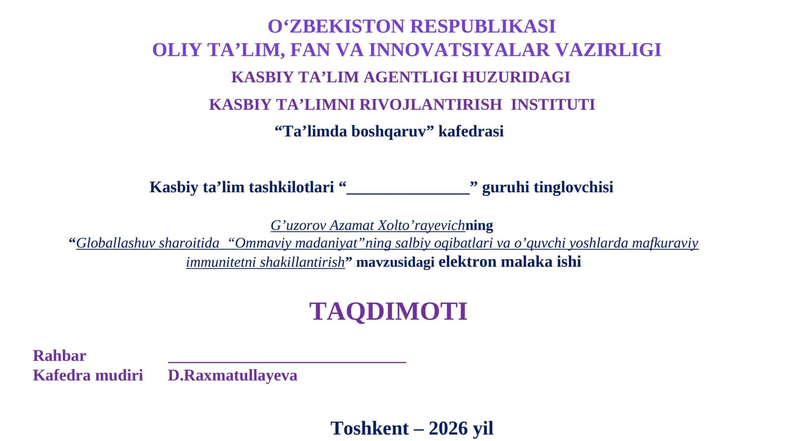 Bitiruv Malakaviy ishi 1