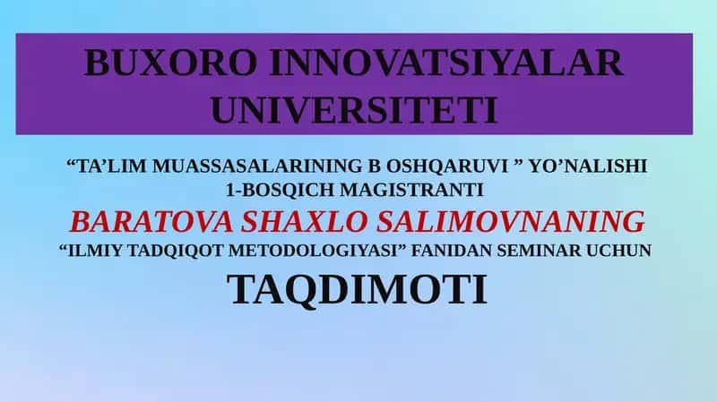 TA’LIM MUASSASALARINING B OSHQARUVI 1