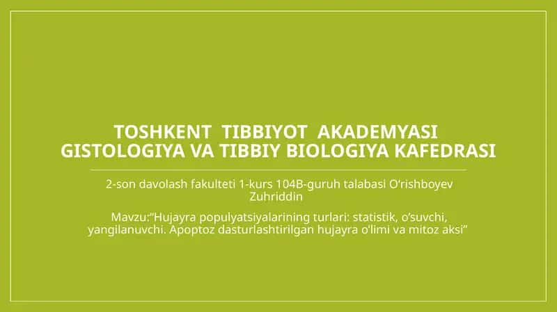 Hujayra Populyatsiyasi 1