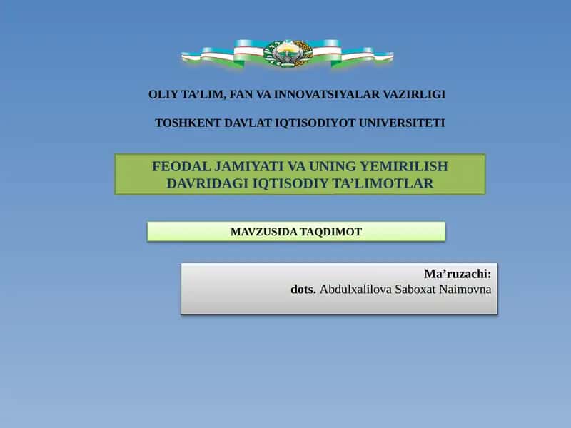 Feodal jamiyat va uning yemirlilishi 1