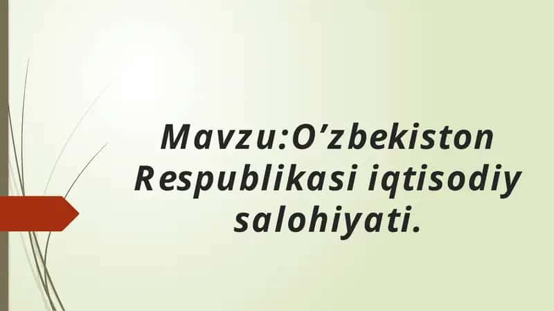 O’zbekiston Respublikasi iqtisodiy salohiyati 1