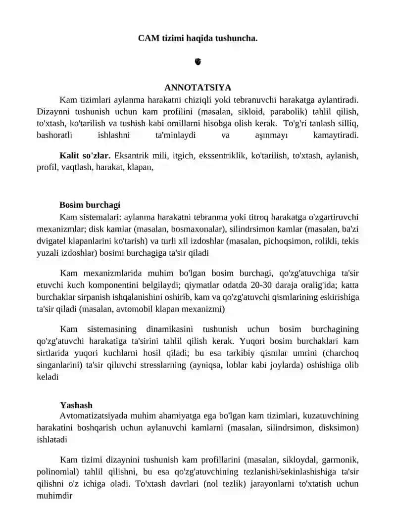 Kam tizimi haqida tushuncha