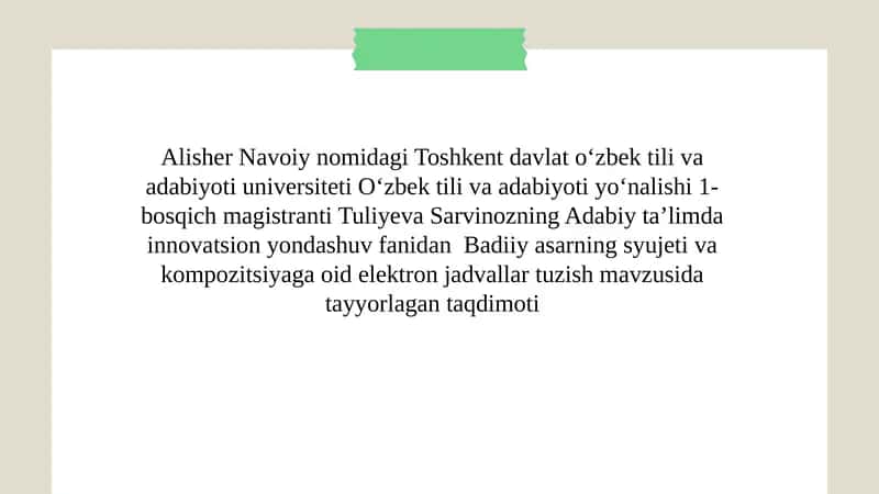 Badiiy asarda syujet va kompozitsiya tushunchalari 1