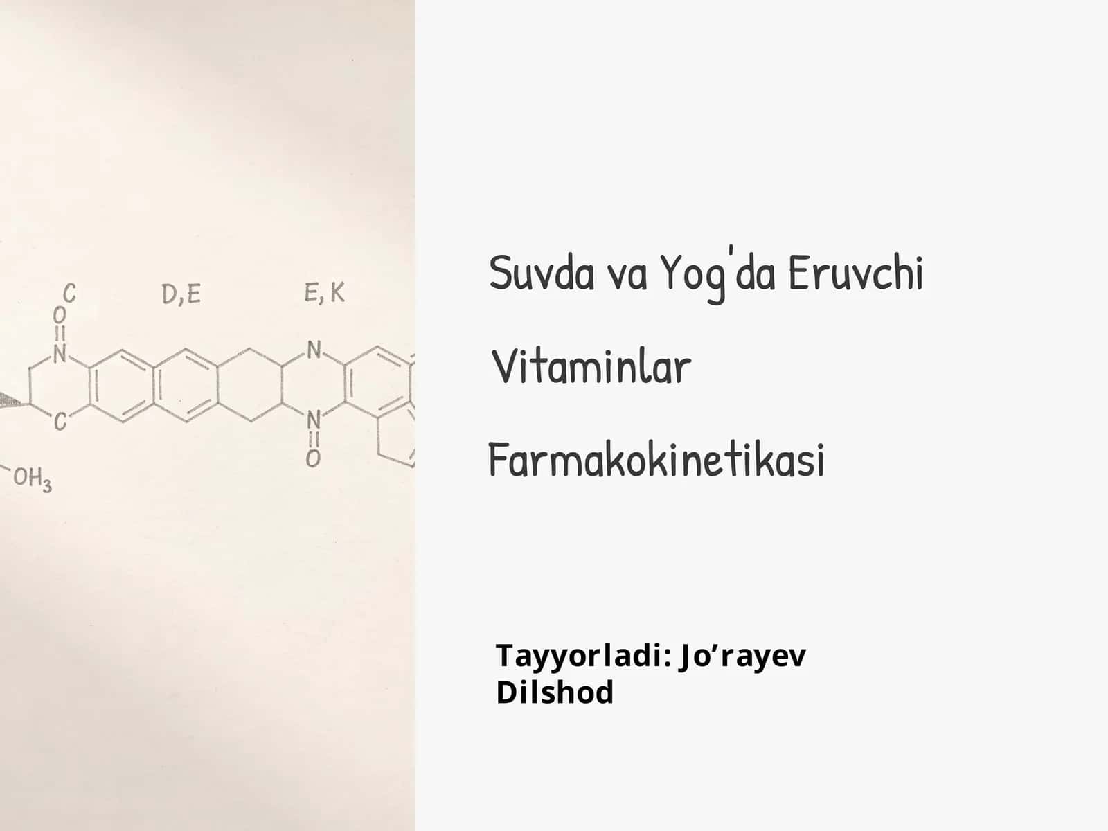 Suvda va Yog'da Eruvchi Vitaminlar Farmakokinetikasi 1