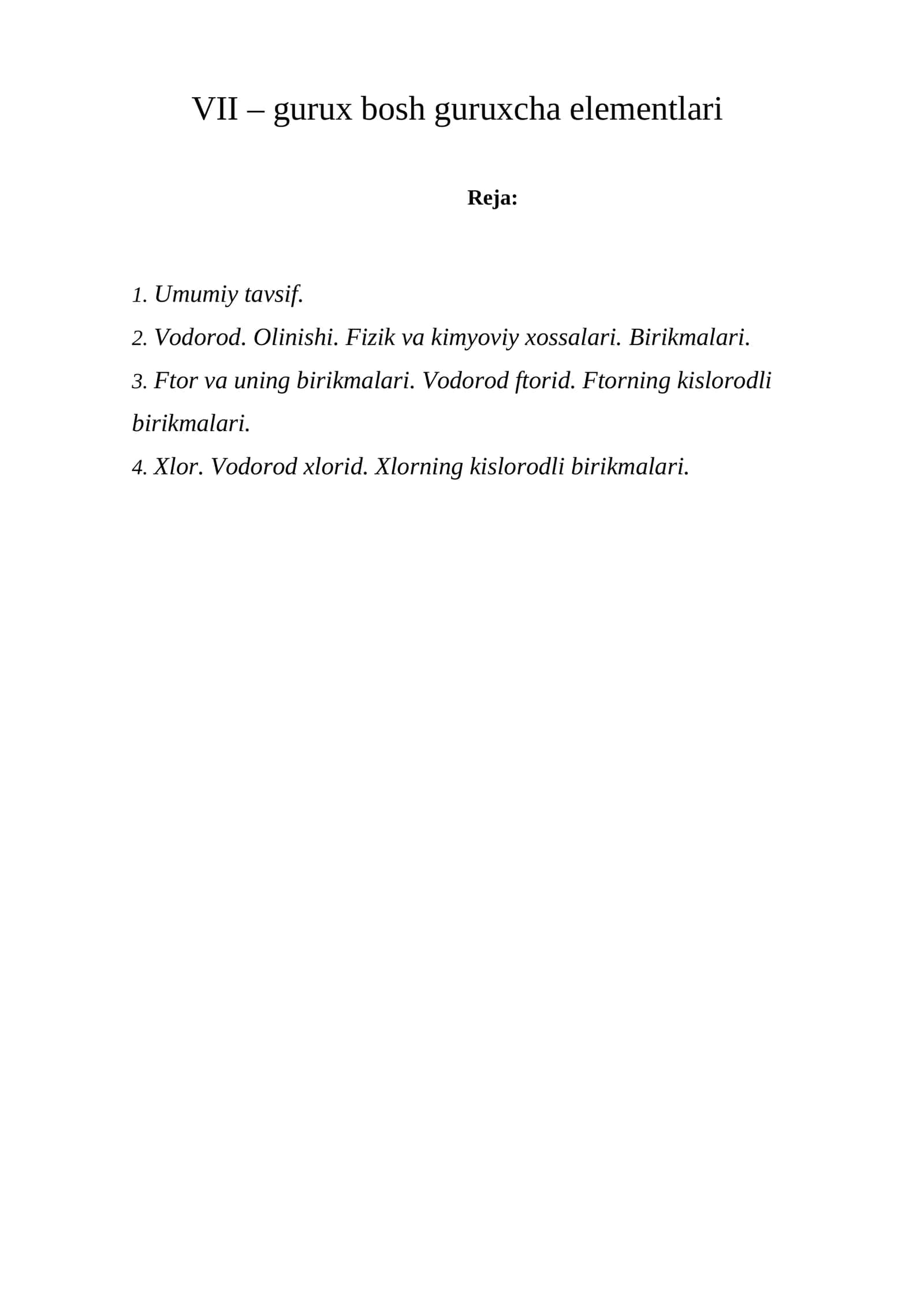 VII – gurux bosh guruxcha elеmеntlari 1