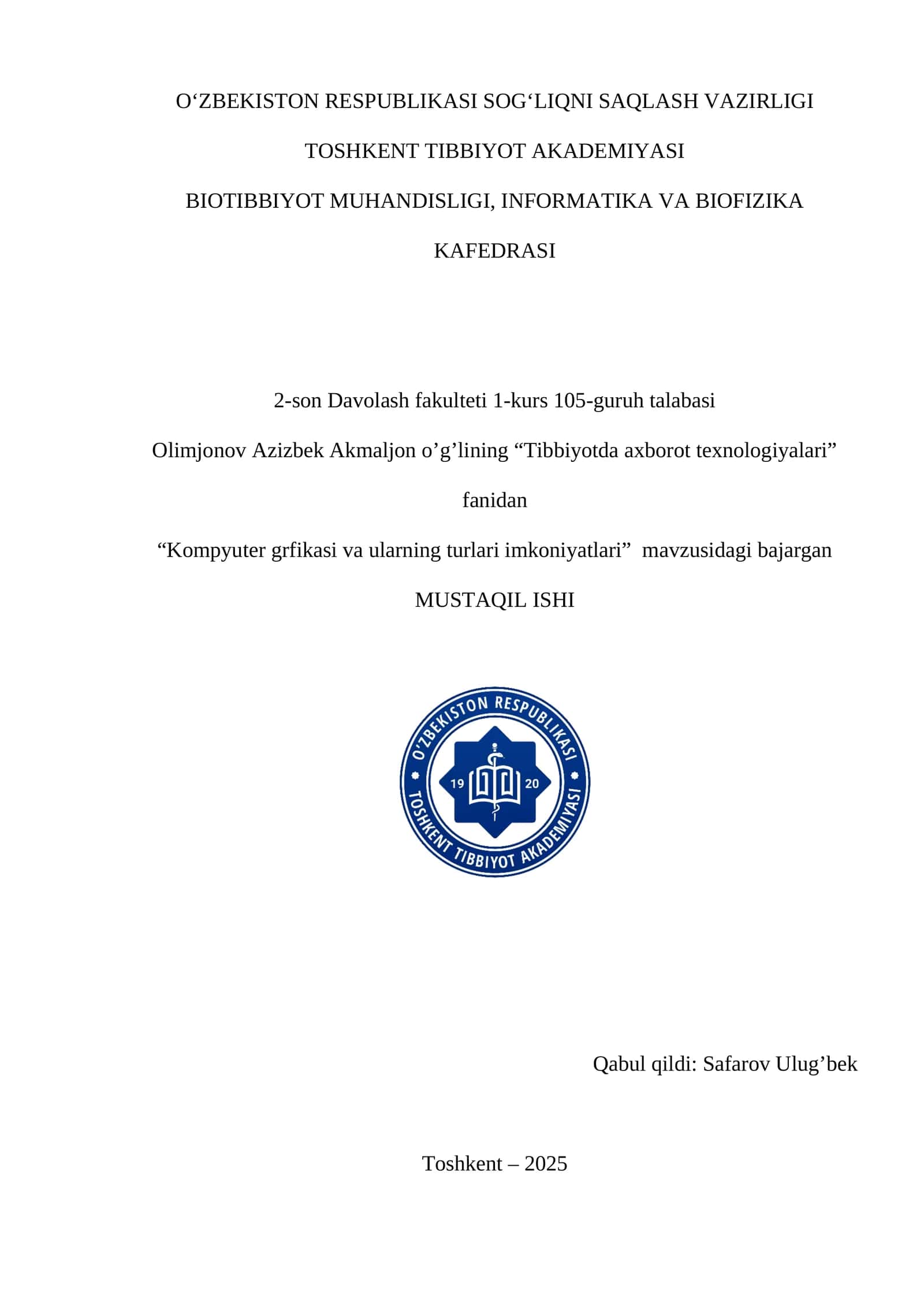 Kompyuter grfikasi va ularning turlari imkoniyatlari 1