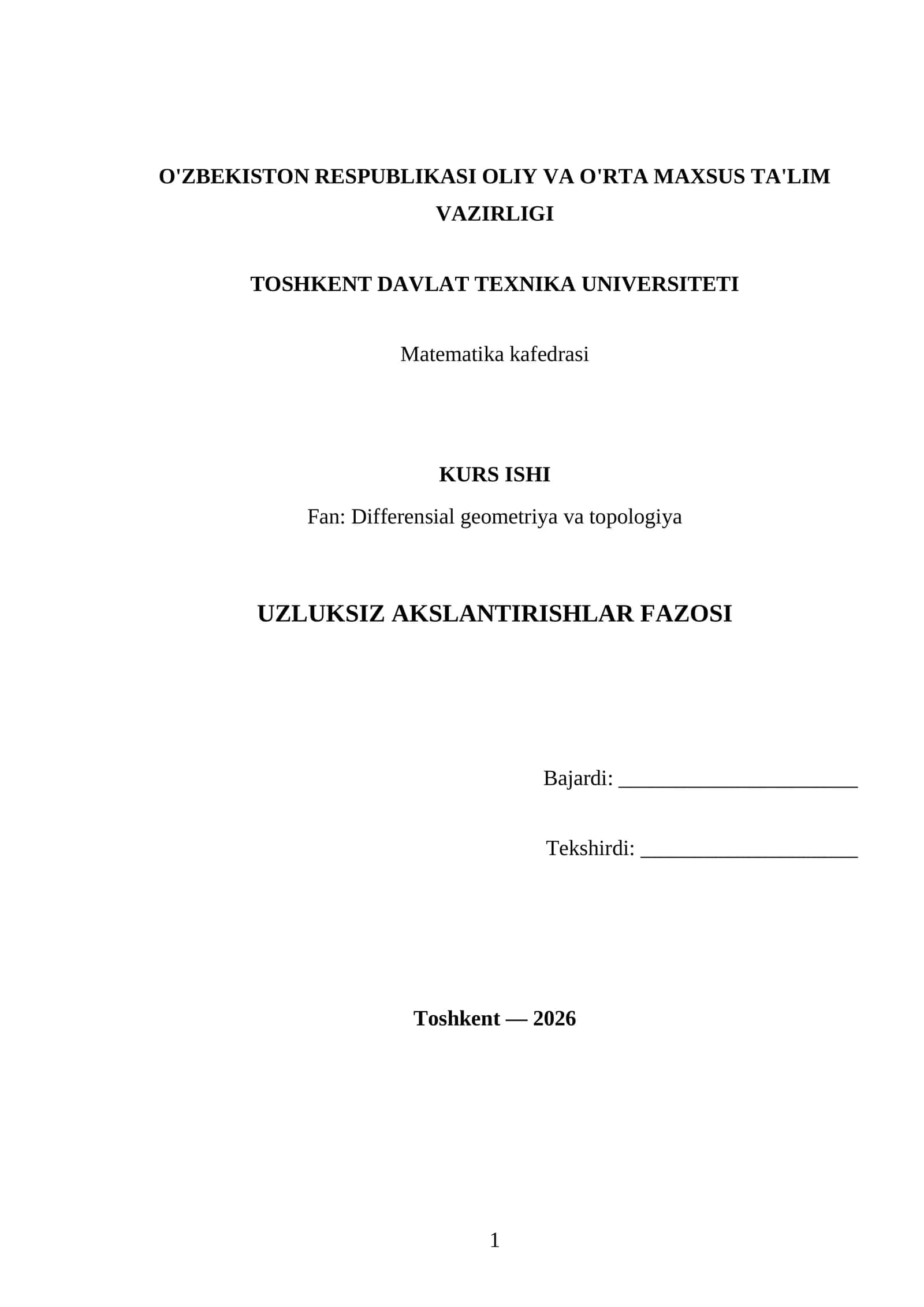 UZLUKSIZ AKSLANTIRISHLAR FAZOSI 1