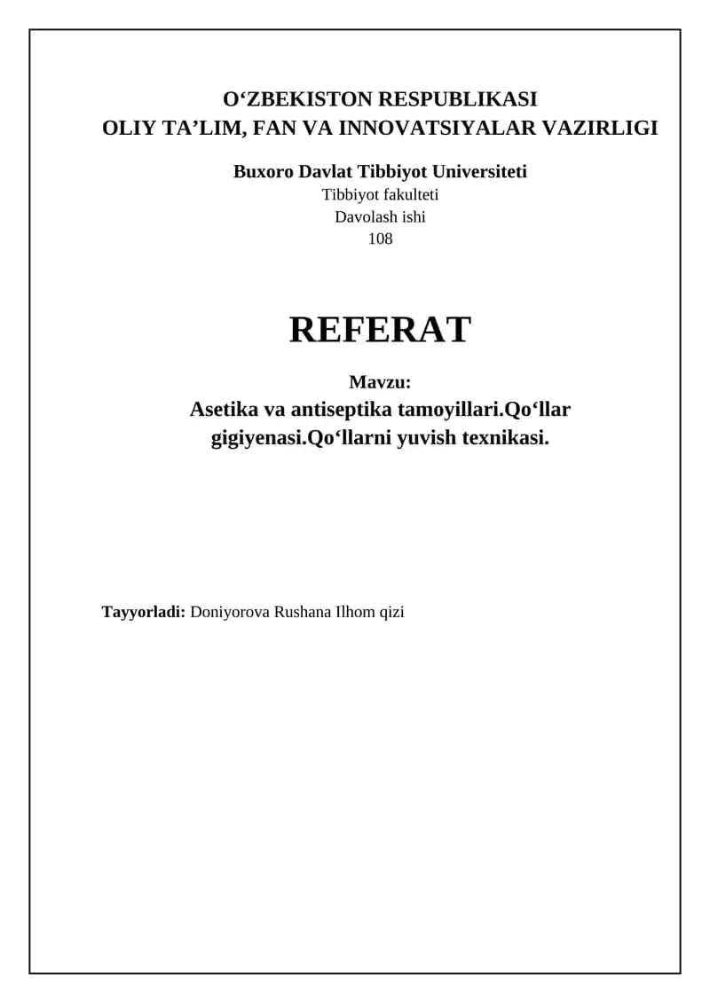 Asetika va Antiseptiklar 1