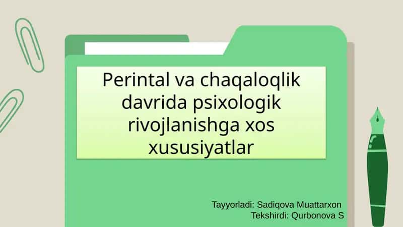 Perintal davrida psixologik rivojlanish 1