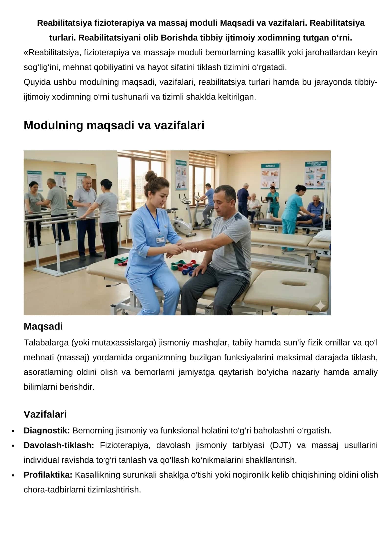 Reabilitatsiya fizioterapiya va massaj moduli 1