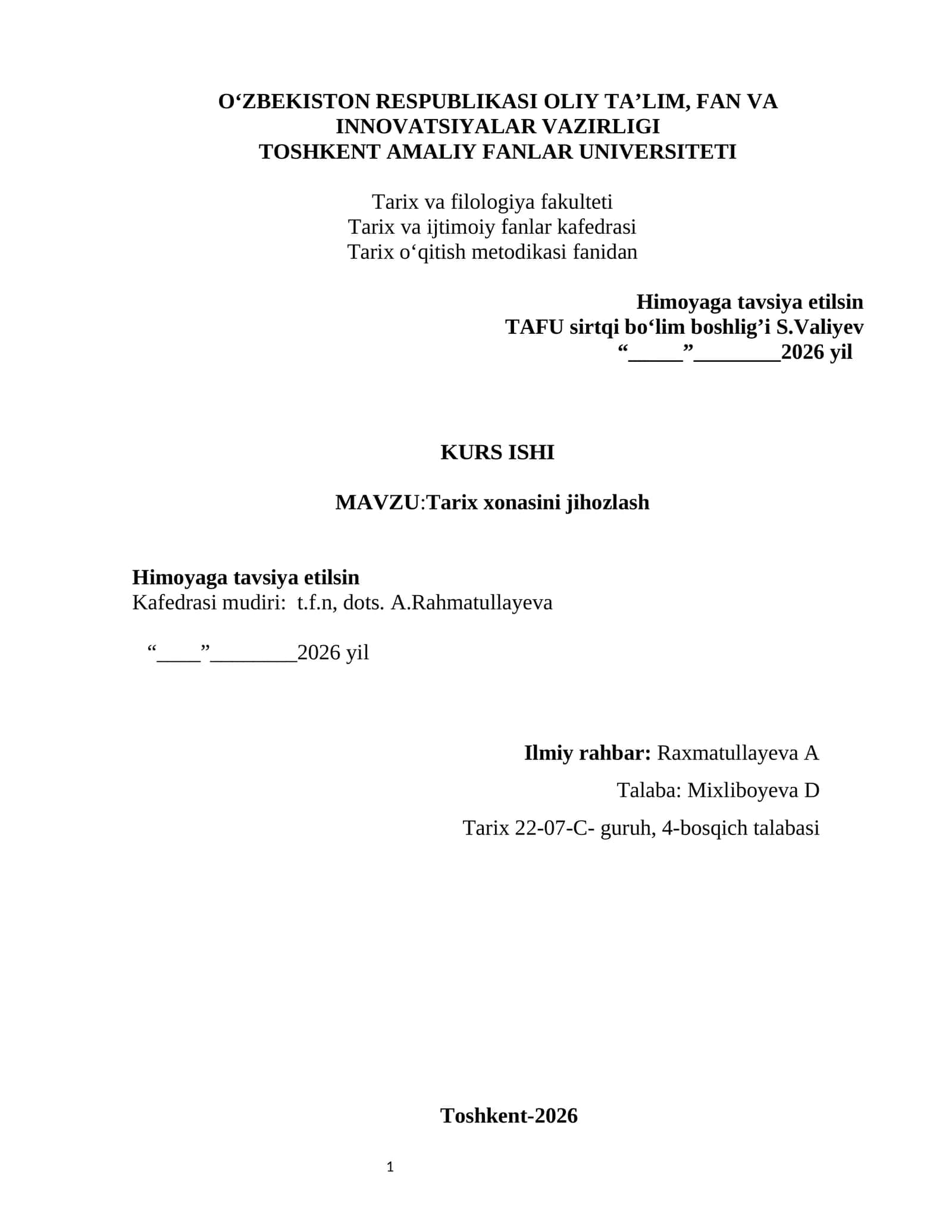 Tarix xonasini jihozlash 1