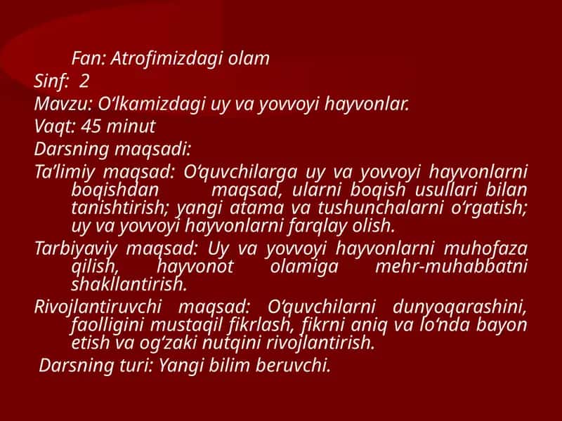 Atrofimizdagi olam 1